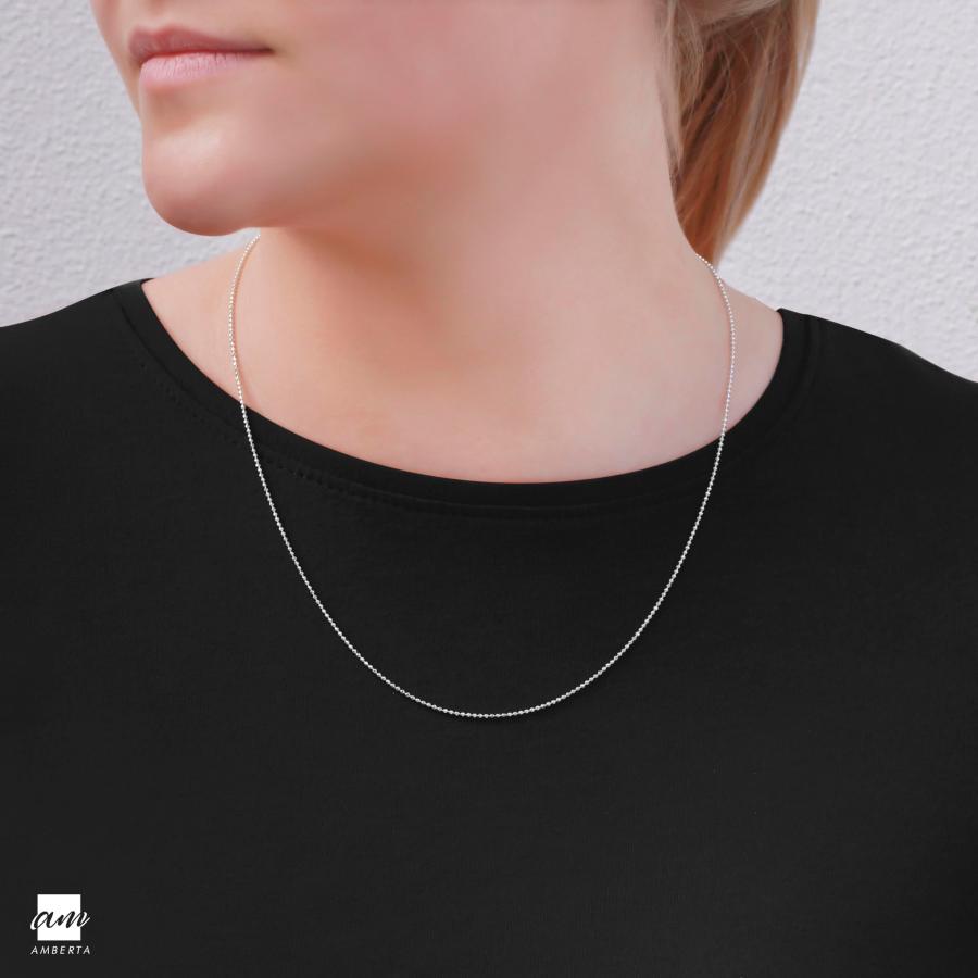 【並行輸入品】[Amberta] シルバー925 ボールチェーン ネックレス 幅1.2mm 長さ 36~90 cm (50cm) Amberta_3