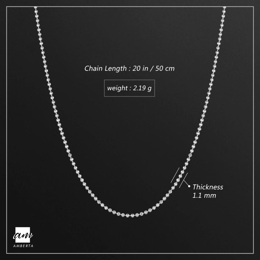 【並行輸入品】[Amberta] シルバー925 ボールチェーン ネックレス 幅1.2mm 長さ 36~90 cm (50cm) Amberta_6
