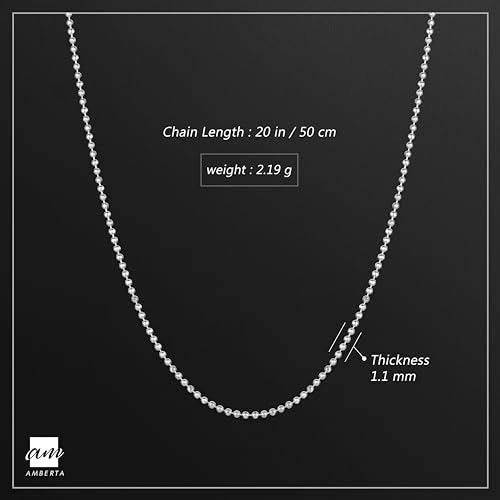 【並行輸入品】[Amberta] シルバー925 ボールチェーン ネックレス 幅1.2mm 長さ 36~90 cm (50cm) Amberta_7