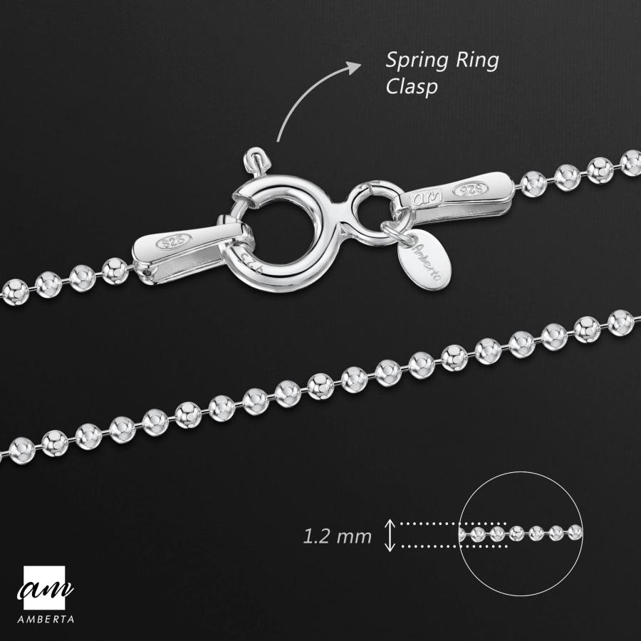 【並行輸入品】[Amberta] シルバー925 ボールチェーン ネックレス 幅1.2mm 長さ 36~90 cm (50cm) Amberta_9