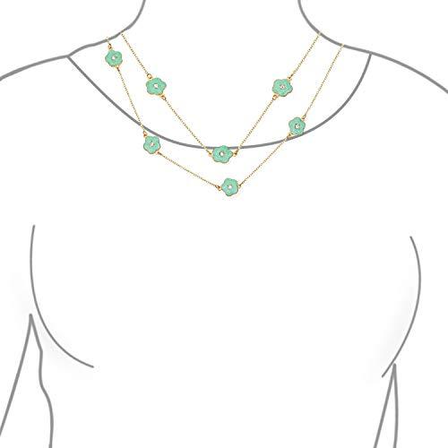 【並行輸入品】[Bling Jewelry] ファッションアクアブルーエナメル花長いラップ層金めっき結晶アクセント駅チェーン ラップ層クローバー_7