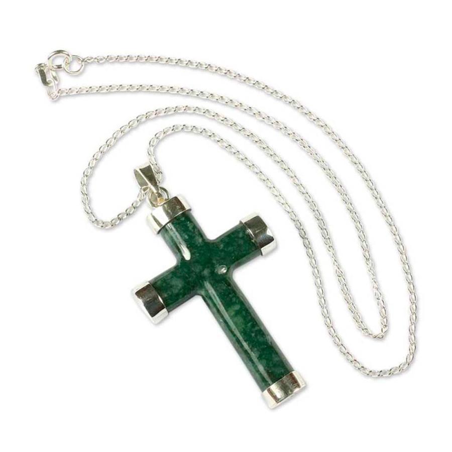 並行輸入品】NOVICA .925スターリングシルバー 天然翡翠クロス