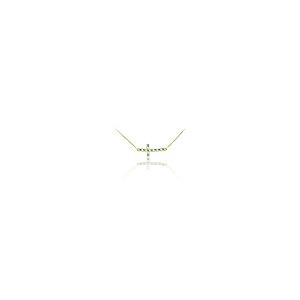 【並行輸入品】14Kゴールドダイヤモンドとエメラルド 横向きカーブクロスネックレス ゴールド 14k Gold Diamond and Emerの画像