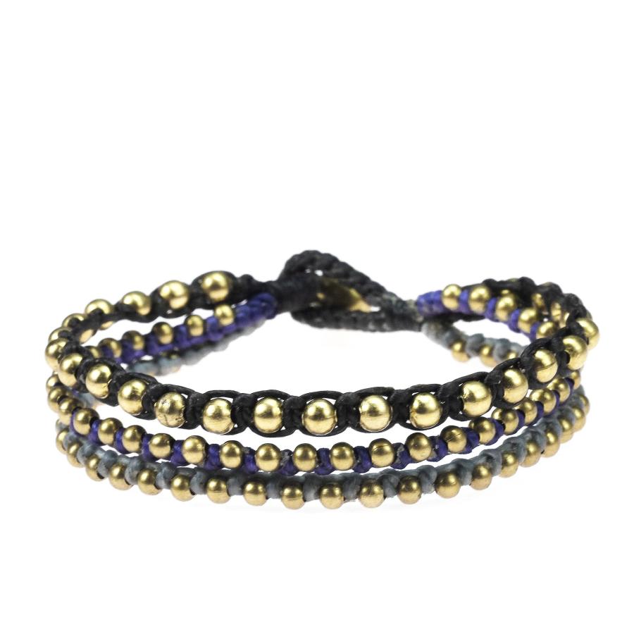 【並行輸入品】トレンディなファッション真鍮beads jingle Bell brown purple grayコットンワックスロープ3ストラン