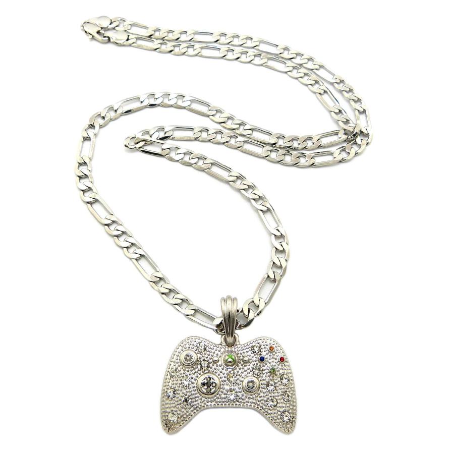 【並行輸入品】アイスアウトゲームコントローラーペンダント 5mm/24インチ フィガロチェーン ヒップホップネックレス MSP379, 真鍮,の画像