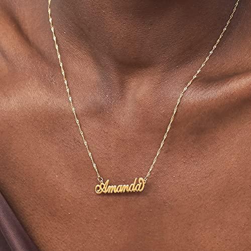 【並行輸入品】14?Kゴールド小さな名前ネックレス? ?カスタムMade with Any Name 。 ゴールド MyNameNecklaceの画像