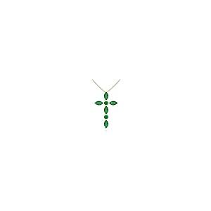 【並行輸入品】マーキス&ラウンドエメラルドクロスペンダント|14Kイエローゴールド Angara Natural Emerald Cross P_2