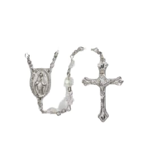 【並行輸入品】Men, Womens or Childrens Catholic Rosary, Acrylic Faceted Silver