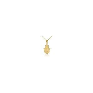 【並行輸入品】14 K黄色ゴールドダイヤモンドStar of David保護チャームJewish Hamsaネックレス 14k Yellow Gの画像