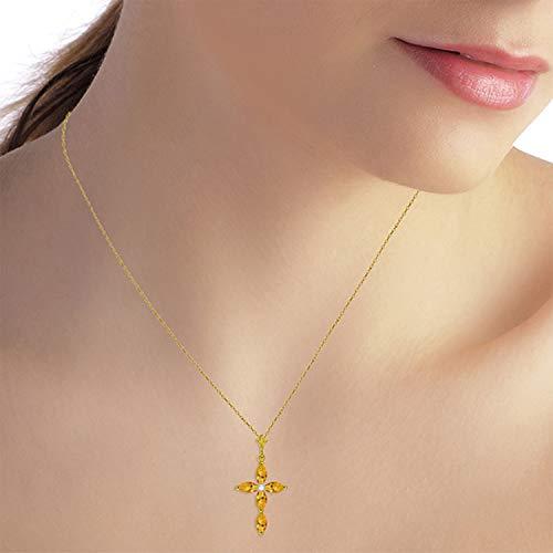 【並行輸入品】14?Kイエロー、ホワイト、ローズゴールド純正ダイヤモンドとシトリンクロスペンダントネックレス Galaxy Gold GG 14の画像