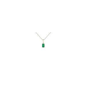 【並行輸入品】エメラルドカットのエメラルドペンダントとダイヤモンドトリオ|14Kイエローゴールド Angara Natural Emeraldの画像