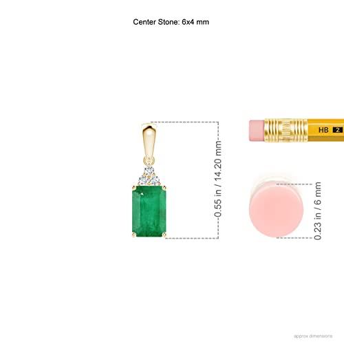 【並行輸入品】エメラルドカットのエメラルドペンダントとダイヤモンドトリオ|14Kイエローゴールド Angara Natural Emeraldの画像