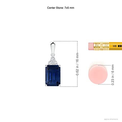 【並行輸入品】エメラルドカットのブルーサファイアペンダントダイヤモンドトリオ|シルバー|彼女の為にジュエリーギフト Angara Natural_7