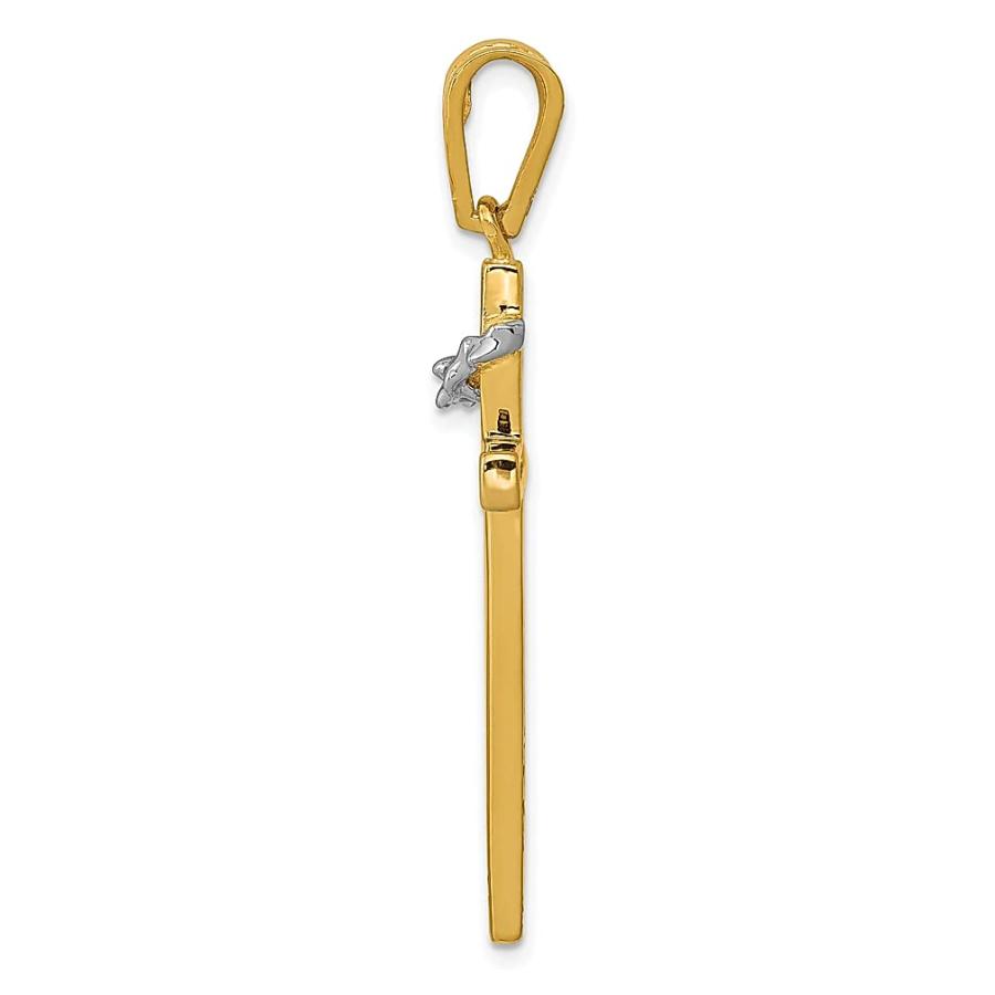 【並行輸入品】Iceカラット14 K 2つトーンイエローゴールドクロス宗教ペンダントチャームネックレスPassion Fineジュエリーギフトセの画像