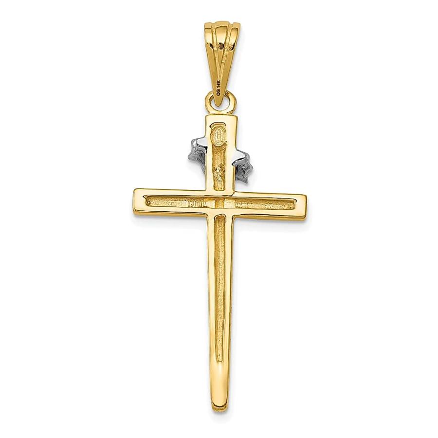 【並行輸入品】Iceカラット14 K 2つトーンイエローゴールドクロス宗教ペンダントチャームネックレスPassion Fineジュエリーギフトセの画像