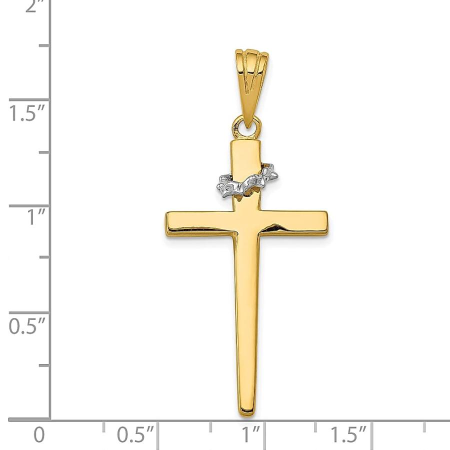 【並行輸入品】Iceカラット14 K 2つトーンイエローゴールドクロス宗教ペンダントチャームネックレスPassion Fineジュエリーギフトセの画像