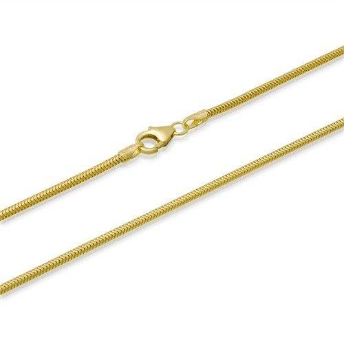 【並行輸入品】厚さ2mm 14Kゴールドメッキ ソリッドスターリングシルバー 925 イタリアンラウンドスネークチェーンネックレス チョーカーブの画像