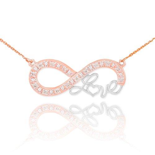 【並行輸入品】Forever 14?KツートンカラーローズゴールドLoveスクリプトダイヤモンドインフィニティペンダントネックレス Foreveの画像