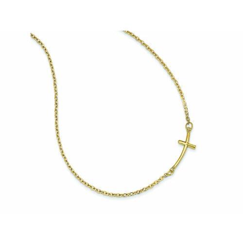 【並行輸入品】14?K黄色ゴールド小さなSideways Curvedクロスネックレス FJC Finejewelers 14k Yellowの画像