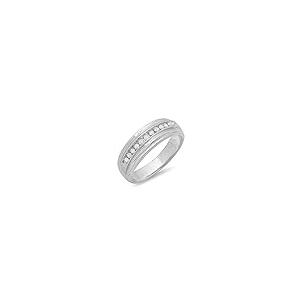 【並行輸入品】0.25カラットCTWスターリングシルバーホワイトラウンドダイヤモンドメンズチャネルセット結婚記念バンド1?/ 4?ct (USAの画像