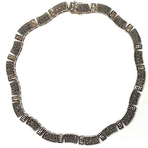 【並行輸入品】スターリングシルバー白鉄鉱17インチPave Square Marcasite波リンクネックレス Sterling Silverの画像