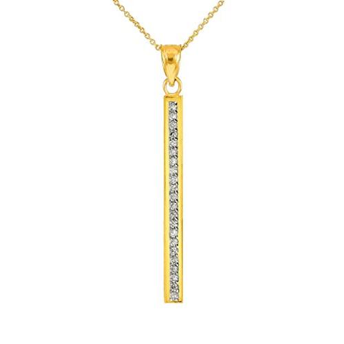 【並行輸入品】レディース14?Kイエローゴールド上品ハイポリッシュダイヤモンド垂直バーネックレス Women's 14k Yellow Goldの画像