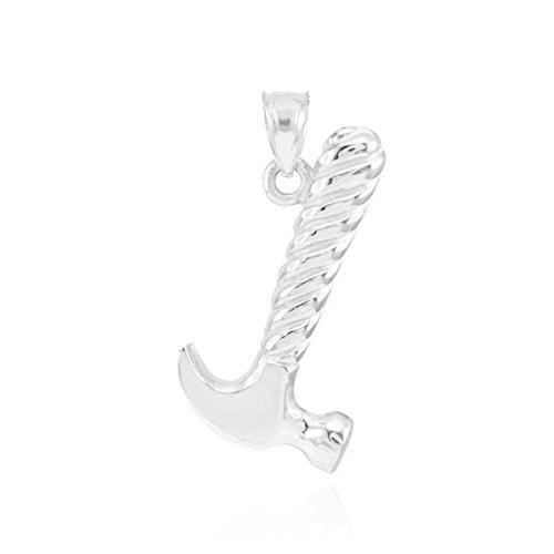 【並行輸入品】Fine 10?Kホワイトゴールドハンマーチャームペンダント Trendy Necklaces Fine 10k White Goの画像