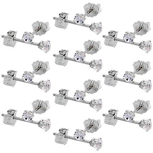 【並行輸入品】小さなスターリングシルバー 2.5mm キュービックジルコニア ピアス 軟骨ノーズスタッド レディース 4プロング 0.06カラッ_1