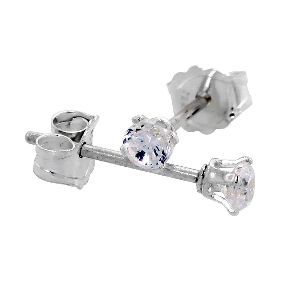 【並行輸入品】小さなスターリングシルバー 2.5mm キュービックジルコニア ピアス 軟骨ノーズスタッド レディース 4プロング 0.06カラッ_3