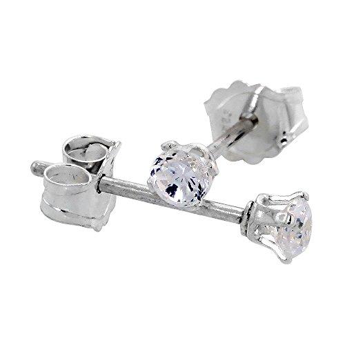 【並行輸入品】小さなスターリングシルバー 2.5mm キュービックジルコニア ピアス 軟骨ノーズスタッド レディース 4プロング 0.06カラッ_4