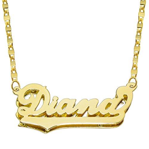 【並行輸入品】14?KイエローゴールドPersonalized 3d名前ダブルプレートネックレス? ?スタイル4? ?カスタマイズAny Namの画像