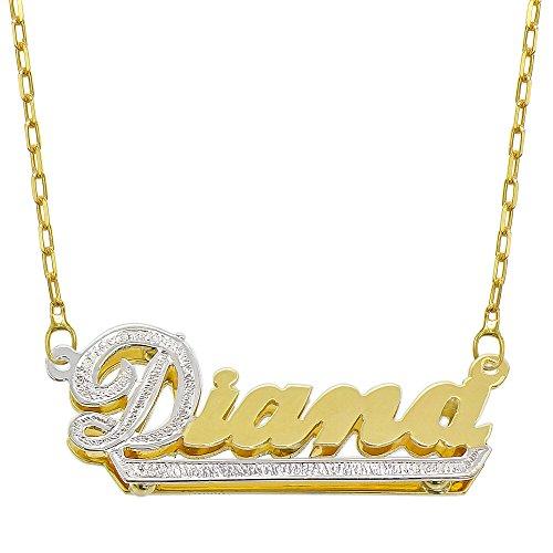 【並行輸入品】14 K 2つトーンゴールドPersonalized 3d名前ダブルプレートネックレス   スタイル7   カスタマイズAny Nの画像