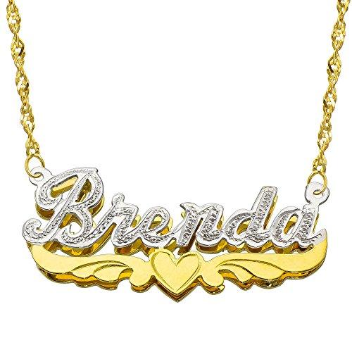 【並行輸入品】14 K 2つトーンゴールドPersonalized 3d名前ダブルプレートネックレス   スタイル8   カスタマイズAny Nの画像
