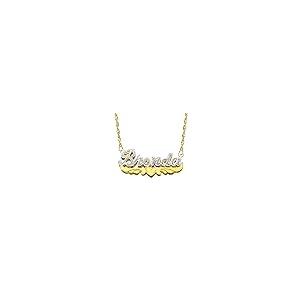 【並行輸入品】14 K 2つトーンゴールドPersonalized 3d名前ダブルプレートネックレス   スタイル8   カスタマイズAny Nの画像