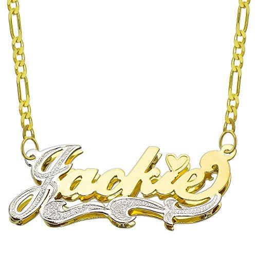 【並行輸入品】14 K 2つトーンゴールドPersonalized 3d名前ダブルプレートネックレス   スタイル2   カスタマイズAny Nの画像