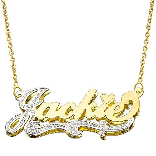 【並行輸入品】Pyramid Jewelry 14K ツートーンゴールド パーソナライズダブルプレート 3Dネームネックレス   スタイル2の画像