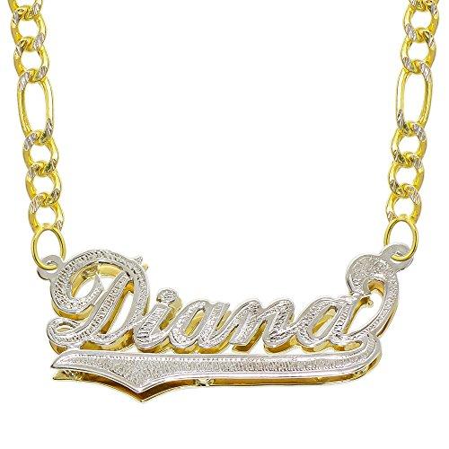 【並行輸入品】Pyramid Jewelry 14K ツートーンゴールド 名前入りダブルプレート 3Dネームネックレス スタイル3 カスタマイズの画像