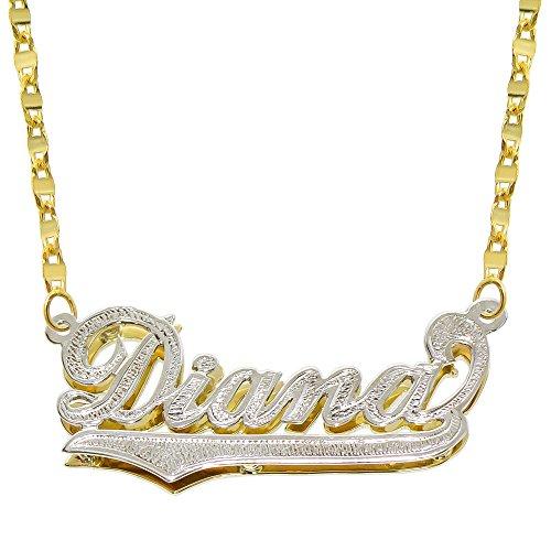 【並行輸入品】14K ツートーンゴールド ダブルプレート 3D 名前入りネックレス   スタイル3   お名前をカスタマイズ可 ゴールド Pyrの画像
