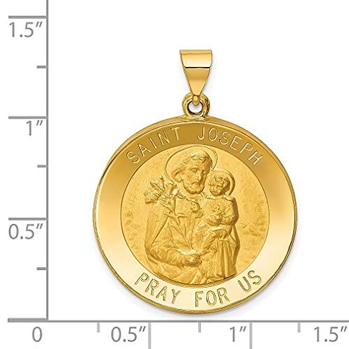 【並行輸入品】Iceカラット14 Kイエローゴールドセント・ジョセフメダルペンダントチャームネックレスReligious Patron St 1の画像