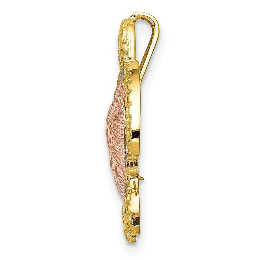 【並行輸入品】Iceカラット14 K 2つトーンイエローゴールドホワイトTurtleペンダントチャームネックレススライドSea Life Fin_3