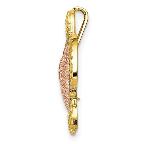 【並行輸入品】Iceカラット14 K 2つトーンイエローゴールドホワイトTurtleペンダントチャームネックレススライドSea Life Fin_4