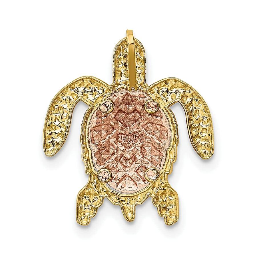 【並行輸入品】Iceカラット14 K 2つトーンイエローゴールドホワイトTurtleペンダントチャームネックレススライドSea Life Fin_6