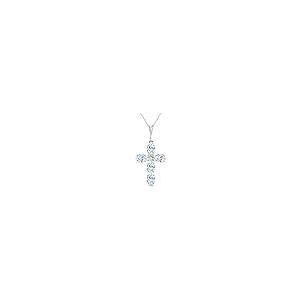 【並行輸入品】1.75 CTW 14 Kソリッドホワイトゴールドネックレスwith天然アクアマリンクロスペンダント Galaxy Gold GGの画像