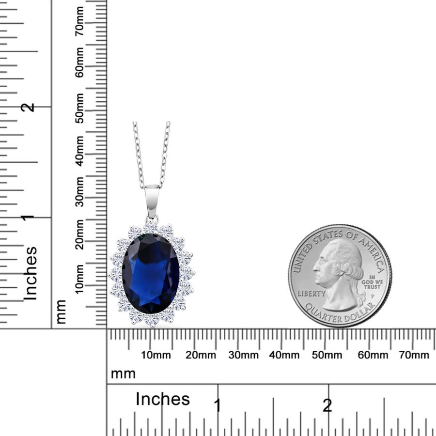 【並行輸入品】[Gem Stone King] 13カラット シミュレイテッド サファイア ネックレス シルバー925 誕生日プレゼント Gem