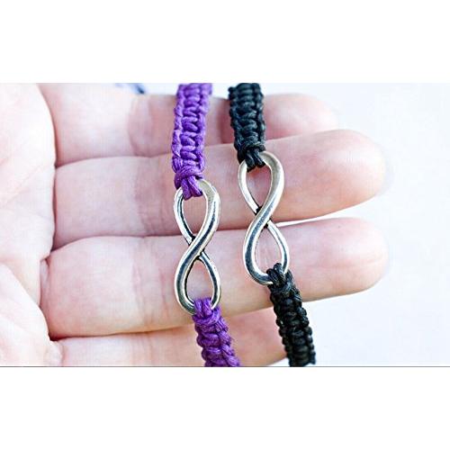 【並行輸入品】Infinity Friendship Bracelets Purple and Black Macrame Couples Bの画像