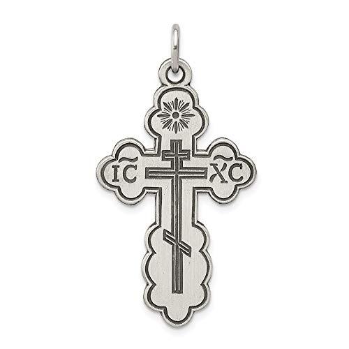 【並行輸入品】Solid 925 Sterling Silver Eastern Orthodox Cross Pendant (27mm x_1