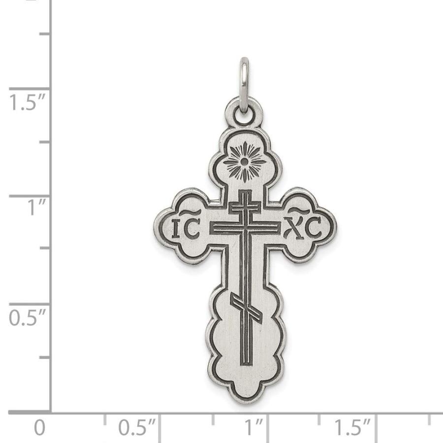 【並行輸入品】Solid 925 Sterling Silver Eastern Orthodox Cross Pendant (27mm x_3