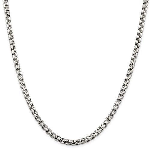 【並行輸入品】ソリッド925スターリングシルバー 5.20mm ラウンドボックスチェーンネックレス Solid 925 Sterling Silの画像