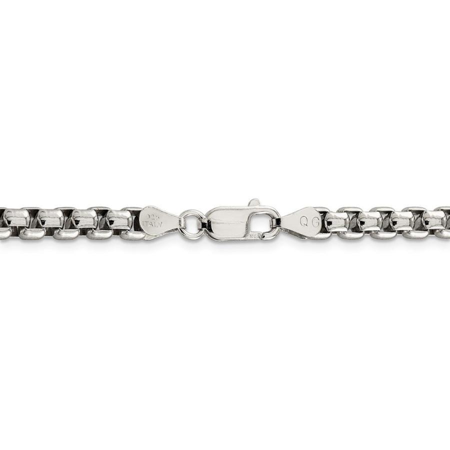 【並行輸入品】ソリッド925スターリングシルバー 5.20mm ラウンドボックスチェーンネックレス Solid 925 Sterling Silの画像