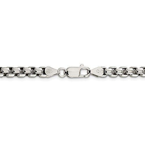 【並行輸入品】ソリッド925スターリングシルバー 5.20mm ラウンドボックスチェーンネックレス Solid 925 Sterling Silの画像